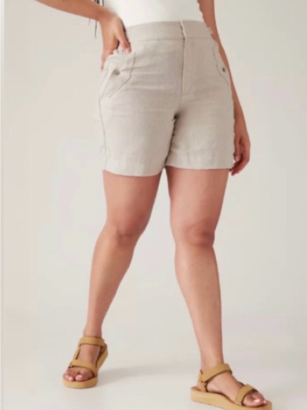 Athleta Voyager Linen Shorts Size 20 Undyed 7” Inseam